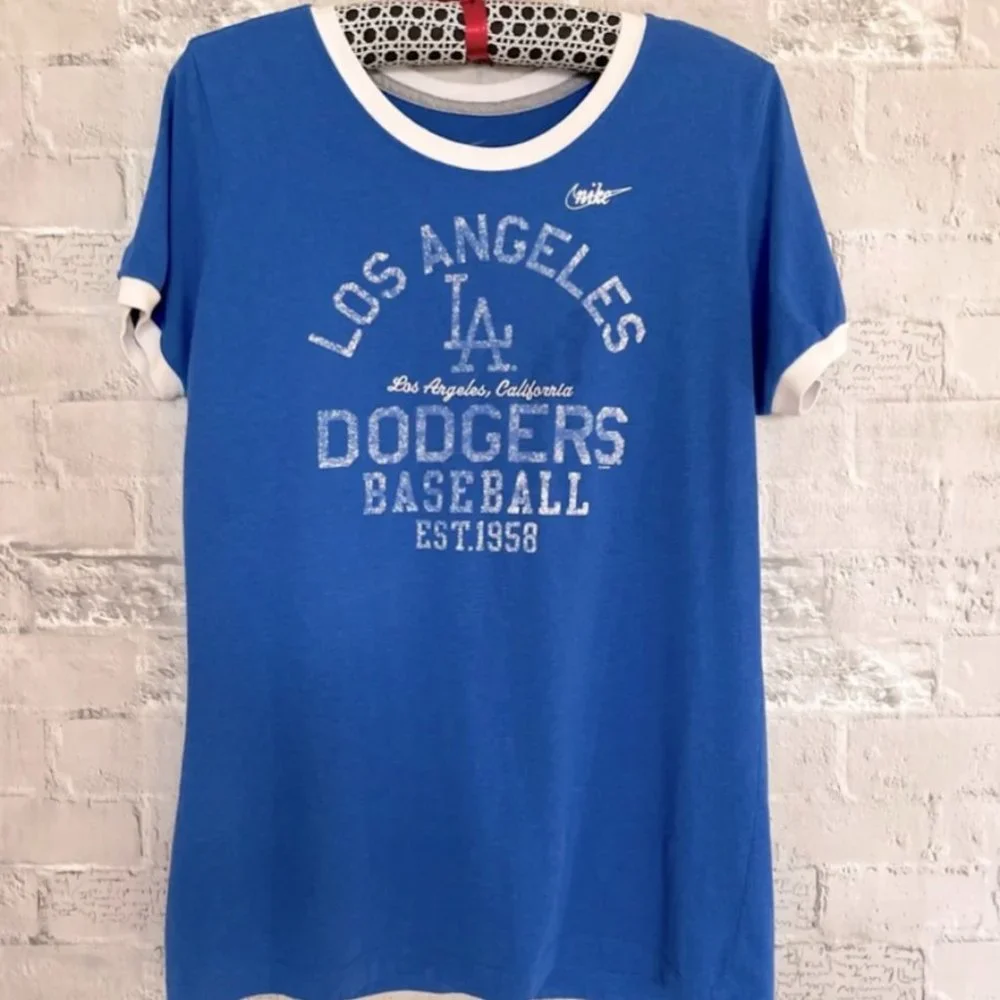 Distressed Dodgers Ringer T (Fitted) - Picture 1 of 3